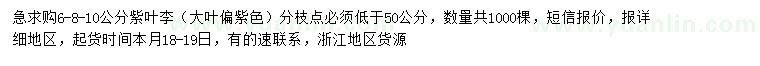 求購(gòu)6、8、10公分紫葉李