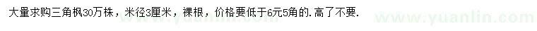 求購米徑3公分三角楓