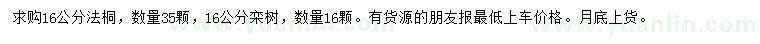 求購(gòu)16公分法桐、欒樹(shù)