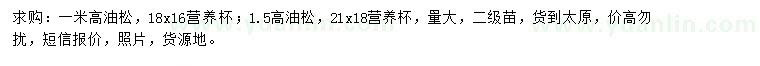 求購高1米油松