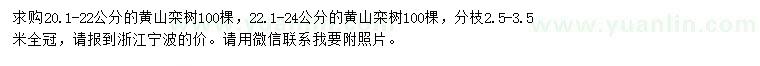 求購20.1-22、22.1-24公分黃山欒樹