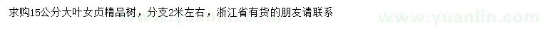 求購15公分大葉女貞