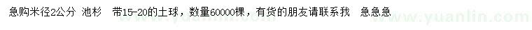 求購米徑2公分池杉