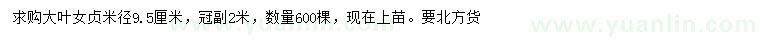 求購(gòu)米徑9.5公分大葉女貞