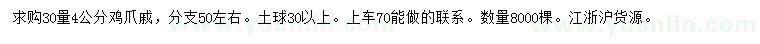 求購(gòu)30量4公分雞爪槭