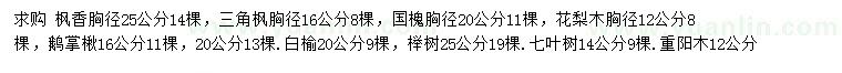 求購楓香、三角楓、國槐等