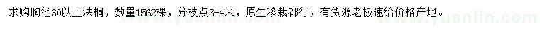 求購胸徑30公分以上法桐
