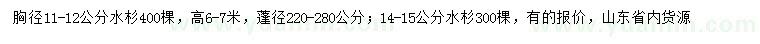 求購胸徑11-12、14-15公分水杉