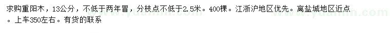 求購13公分重陽木