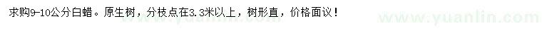 求購(gòu)9-10公分白蠟