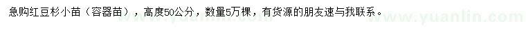 求購高50公分紅豆杉