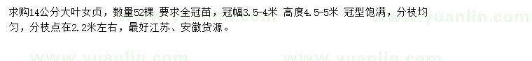 求購14公分大葉女貞