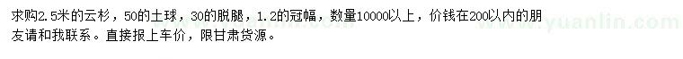 求購(gòu)高2.5米云杉