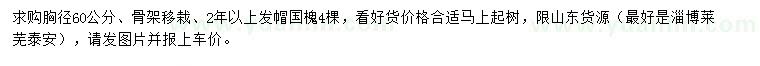 求購胸徑60公分國槐