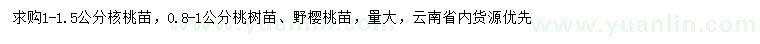 求購核桃苗、桃樹苗、野櫻桃苗