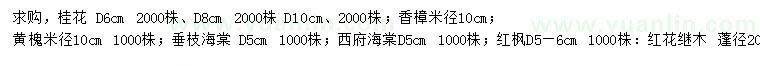 求購(gòu)桂花、香樟、黃槐等