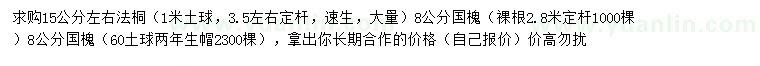 求購(gòu)15公分法桐、8公分國(guó)槐