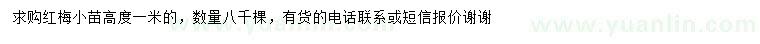 求購(gòu)高1米紅梅