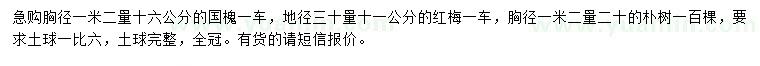 求購(gòu)國(guó)槐、紅梅、樸樹(shù)