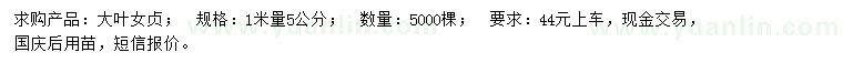 求購1米量5公分大葉女貞