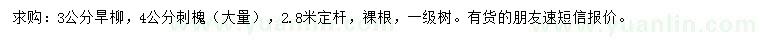 求購3公分旱柳、4公分刺槐