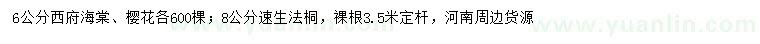 求購(gòu)西府海棠、櫻花、速生法桐