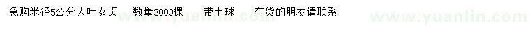 求購米徑5公分大葉女貞