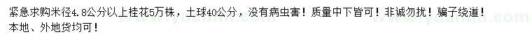 求購米徑4.8公分以上桂花