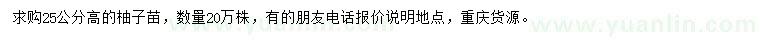 求購高25公分柚子苗
