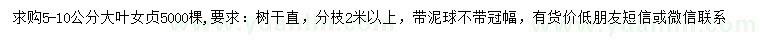 求購5-10公分大葉女貞