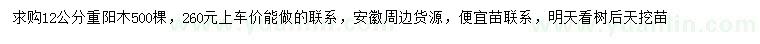 求購12公分重陽木