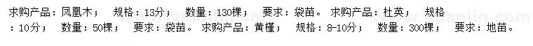 求購鳳凰木、杜英、黃槿