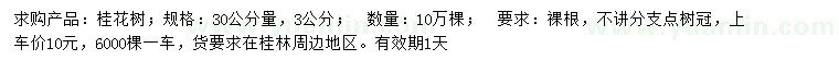 求購30公分量3公分桂花樹