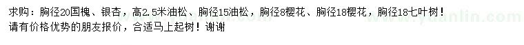 求購(gòu)國(guó)槐、銀杏、油松等