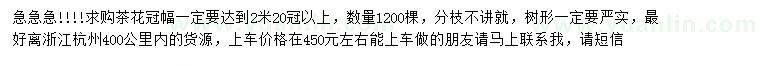 求購冠幅2.2米茶花