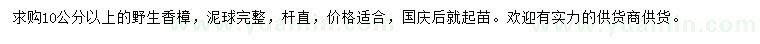 求購10公分以上野生香樟