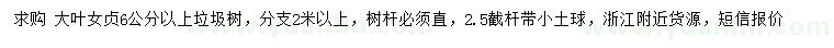求購(gòu)6公分以上大葉女貞