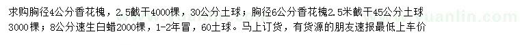 求購4、6公分香花槐、8公分速生白蠟