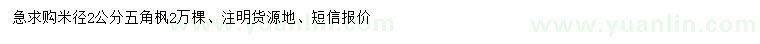 求購米徑2公分五角楓