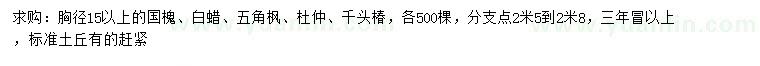 求購國槐、白蠟、五角楓等