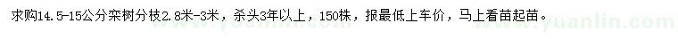 求購14.5-15公分欒樹