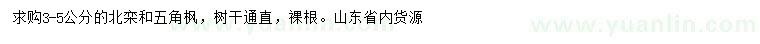 求購(gòu)3-5公分北欒、五角楓