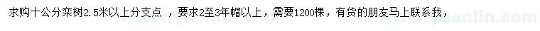 求購(gòu)10公分欒樹