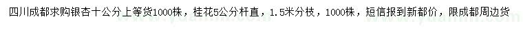 求購10公分銀杏、5公分桂花
