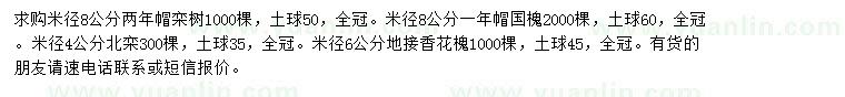 求購欒樹、國槐、香花槐等