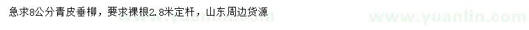 求購8公分青皮垂柳