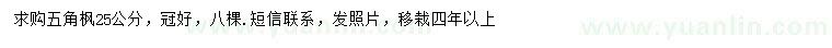 求購25公分五角楓