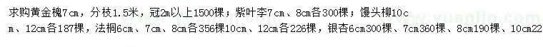 求購黃金槐、紫葉李、饅頭柳等