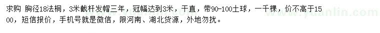 求購胸徑18公分法桐