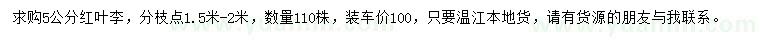 求購(gòu)5公分紅葉李